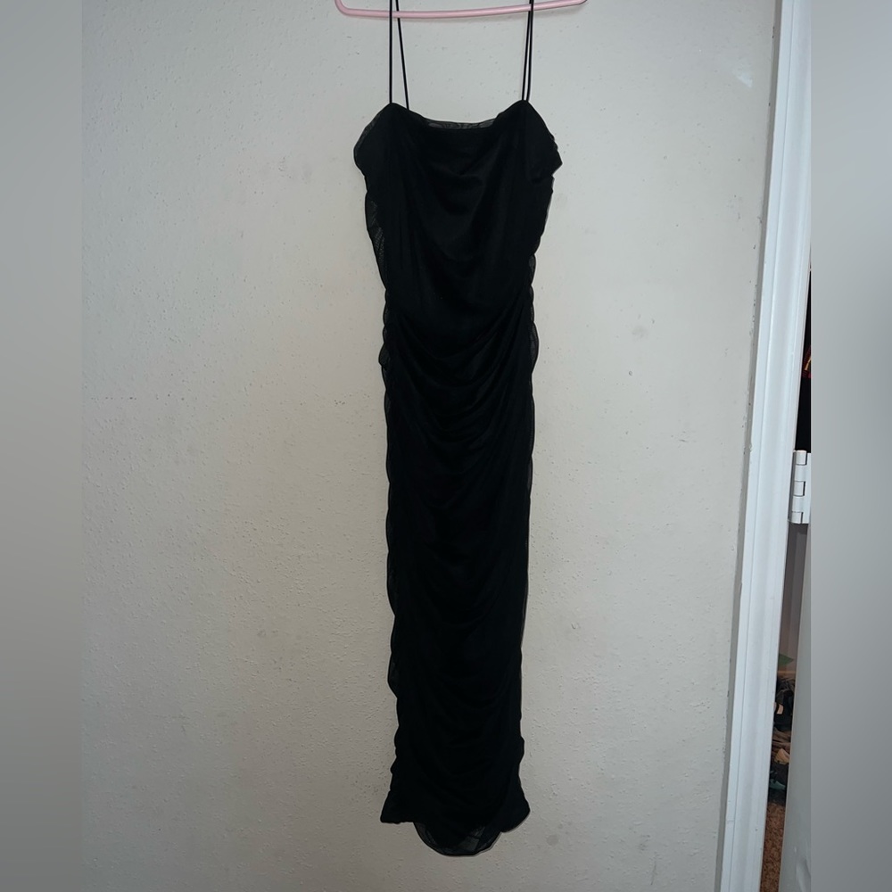 Black midi pencil dress